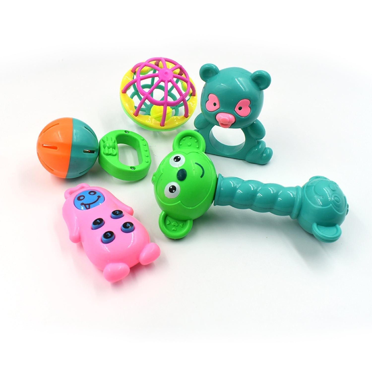 Set of colorful baby rattles Set of colorful baby rattles